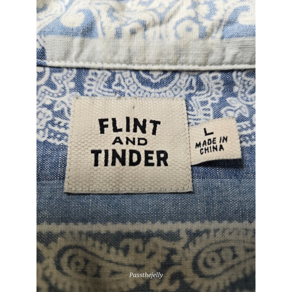 Men's Blue Patchwork Casual Button Down Shirt - image 6